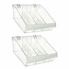 Azar Displays Small Deep Bin Tray Kit W/ Adjustable Dividers, up to 3 Compartments for Pegboard or Slatwall, 2PK 556132-S-DIV-2PK